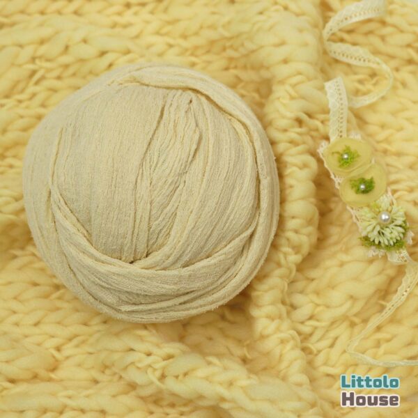 Hand Spun Wool knit thin Marino Layer with Cheese wrap and Headband set of 3 SR064 | NB | Corn