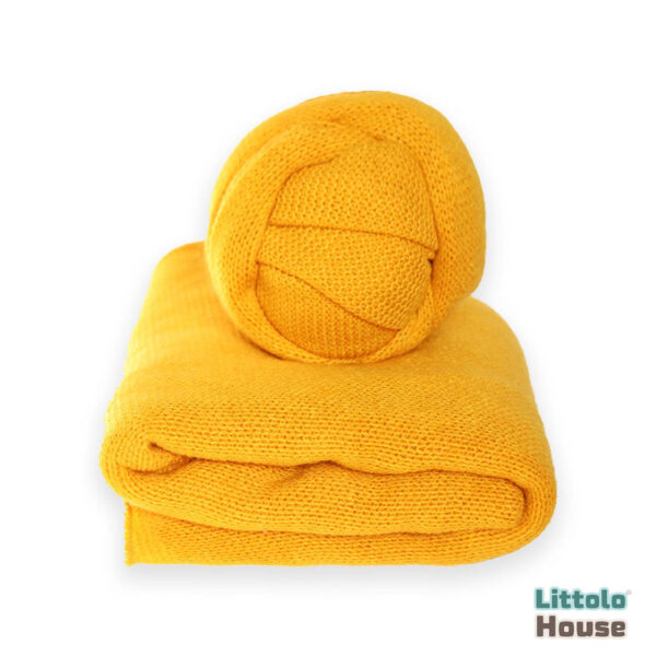 Baby Beanbag Knitted Layer and Wrap Set of 2 SR066 | NB | Mustard